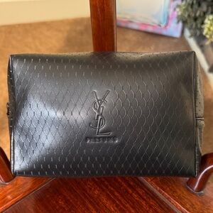NWOT Yves Saint Laurent Black Textured Toiletry Bag GREAT GIFT IDEA!!